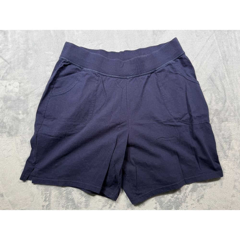 JMS Just My Size by Hanes Gym Shorts Women 2X (18W-20W) Navy Blue Jersey Pull On